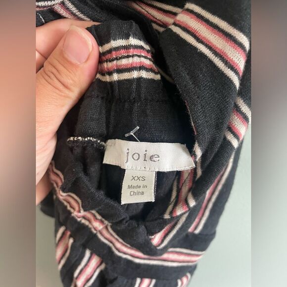Joie Halter Black and Pink Striped Wide leg Cropped Jumpsuit SZ XXS - Picture 8 of 8